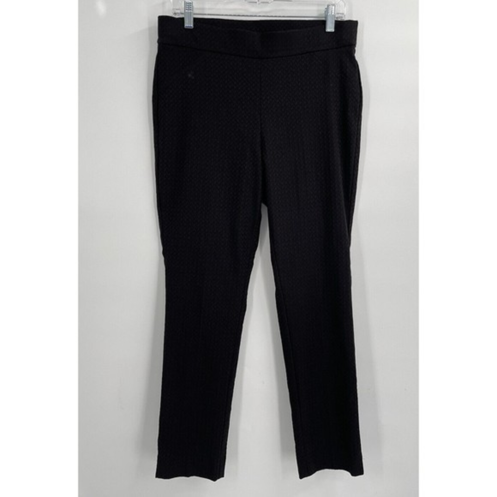 Ann Klein Black mid rise‎ front zip staight leg dress pants M